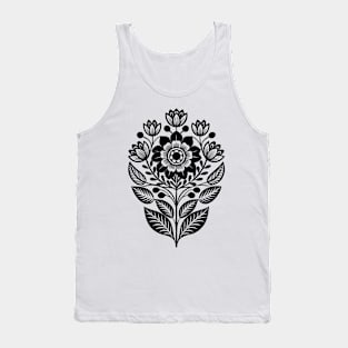 Black Floral Balkan Folk Art Tank Top